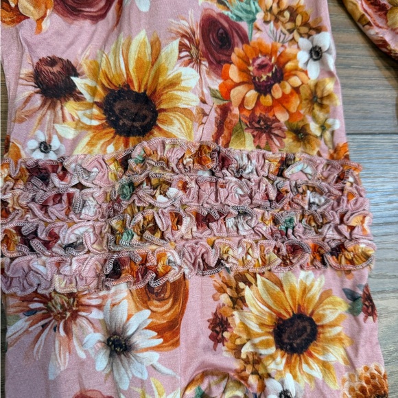 Posh Peanut Floral Footie in Pink and Brown 9-12 - Picture 5 of 5